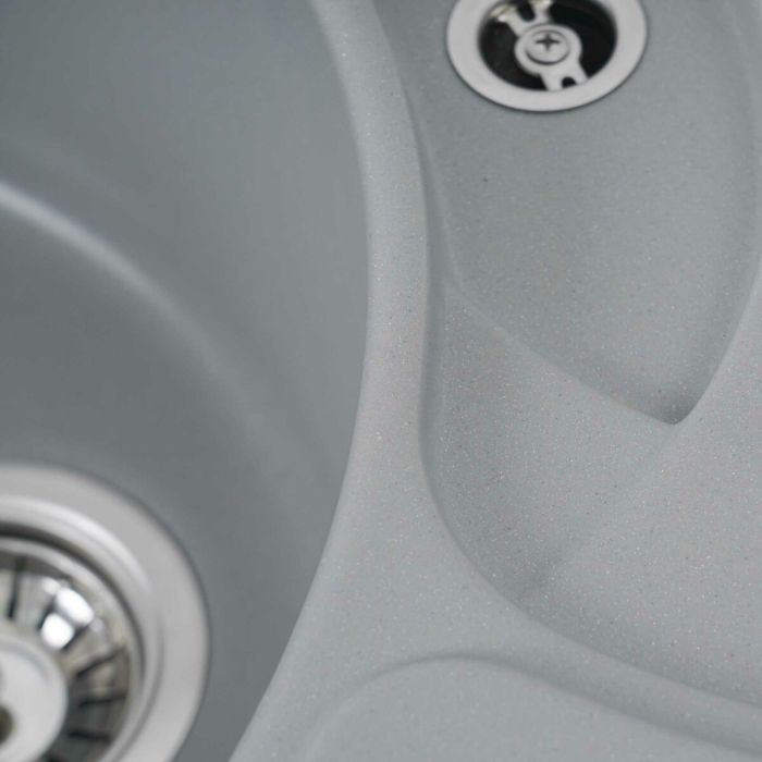 Гранитная мойка для кухни Platinum 7750 GAZZO глянец Серый металлик, L