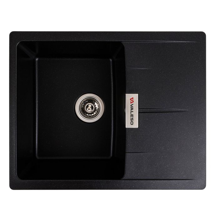 Гранитная мойка для кухни VALESO 6250 ZIRKONE матовый Черный металлик