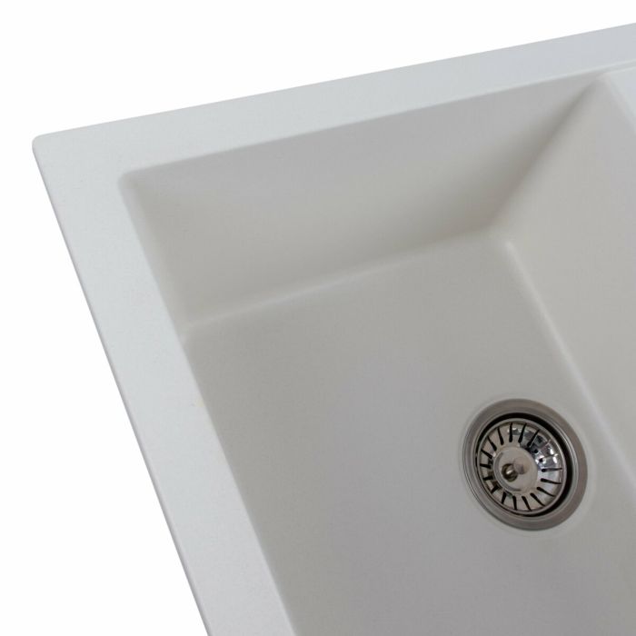 Гранитная мойка для кухни Platinum 7850 TROYA матовая Белая, L