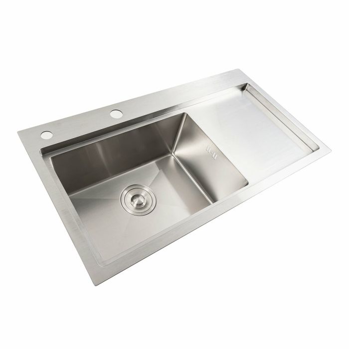 Кухонная мойка нержавейка 78*43 L Platinum Handmade (два отверстия, круглый сифон 3,0/0,8)