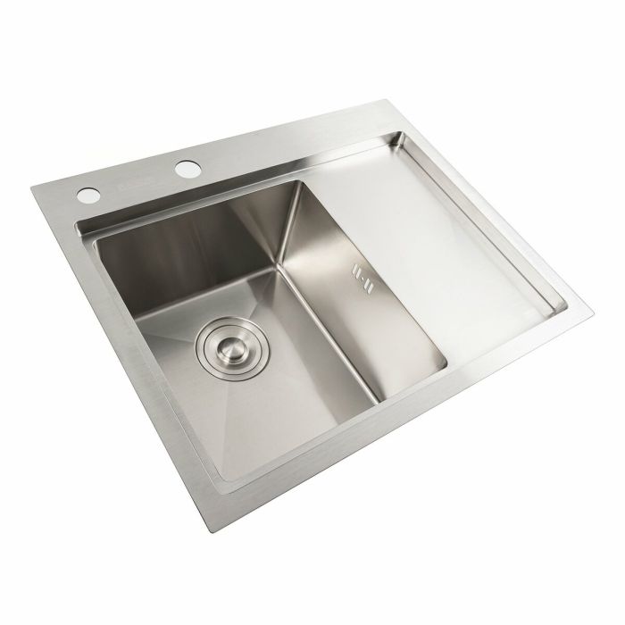 Кухонная мойка нержавейка 58*48 L Platinum Handmade (два отверстия, круглый сифон 3,0/0,8)