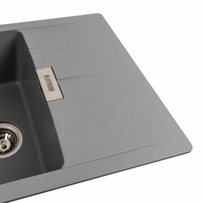 Гранитная мойка для кухни Platinum 6250 ZIRKONE матовый Серый металлик