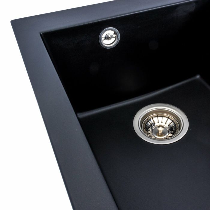 Гранитная мойка для кухни Platinum 4150 SOKIL матовая (черная), АВТО