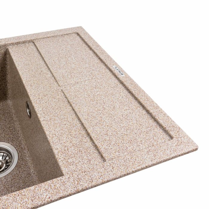 Гранитная мойка для кухни Platinum 6550 LOTOS матовая Карамель, R