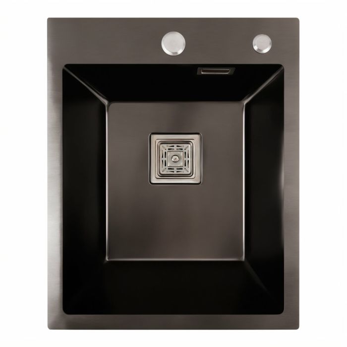 40*50 Мийка PVD чорна Platinum Handmade HSBB (квадратний сифон, 3.0/1.0)