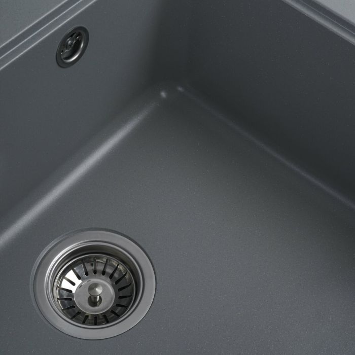 Гранитная мойка для кухни Platinum 5852 VESTA матовая Серый металлик, Центр