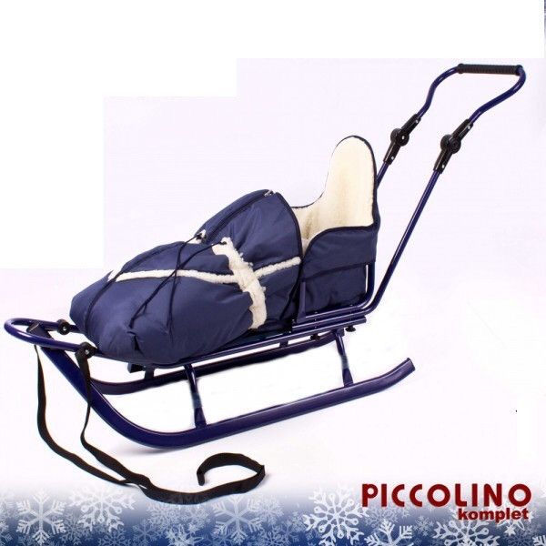 Санки Adbor Piccolino с рег. ручкой и Конвертом От 6-ти месяцев, Синий