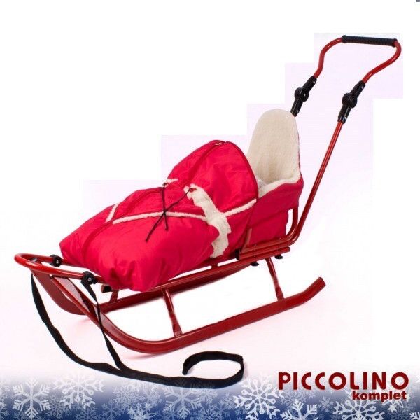 Санки Adbor Piccolino с рег. ручкой и Конвертом От 6-ти месяцев, Красный