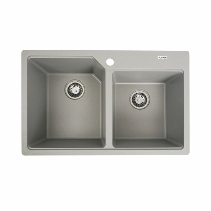 Гранитная мойка для кухни Platinum 7850 HARMONY матовая Серый металлик, R