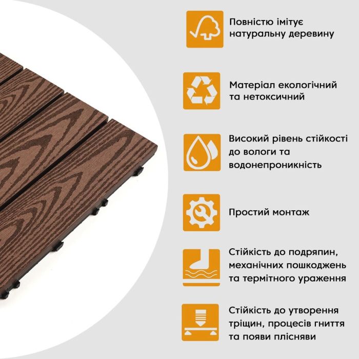 Композитная плитка WPC кедр 30*30CM*2СM (D) SW-00001705