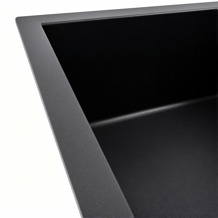 Гранитная мойка для кухни Platinum 6550 LOTOS матовая Черная, L