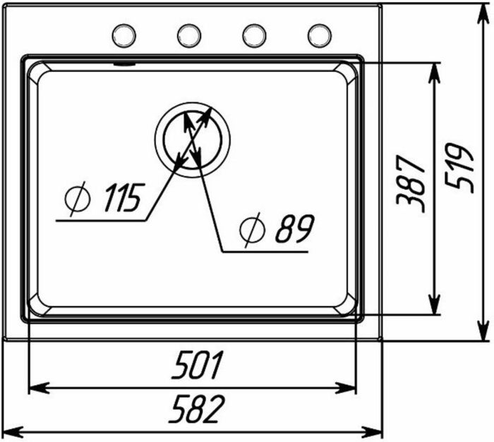 Гранитная мойка для кухни Platinum 5852 VESTA матовая Черный металлик, R