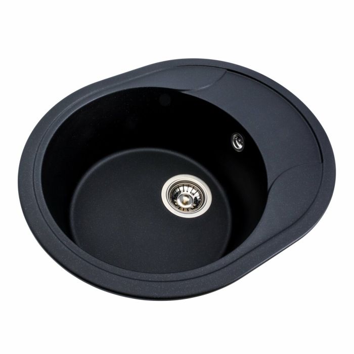 Гранітна мийка для кухні Platinum 5847 ONYX матова (чорний металік), L
