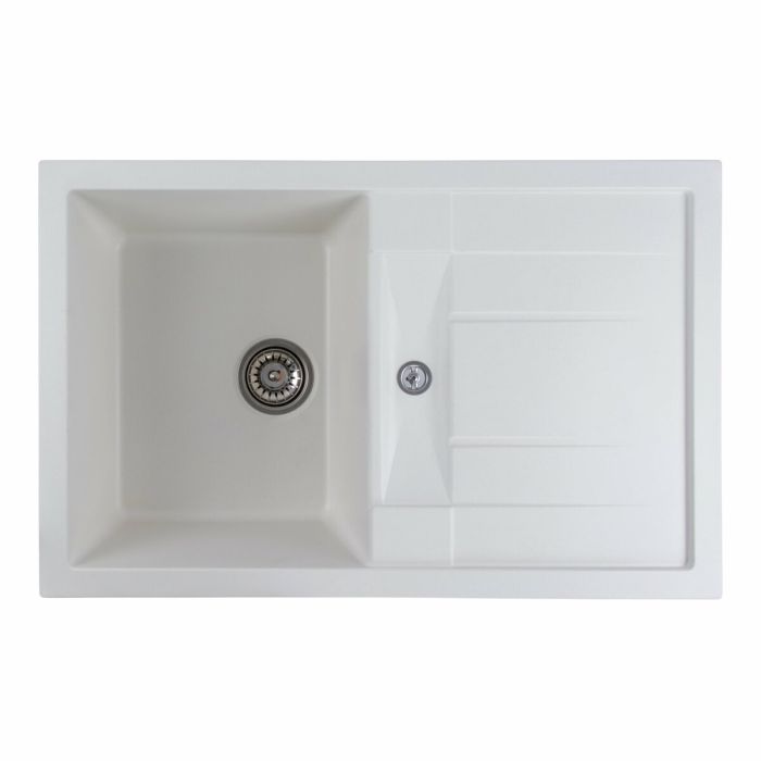 Гранитная мойка для кухни Platinum 7850 TROYA матовая Белоснежная, R