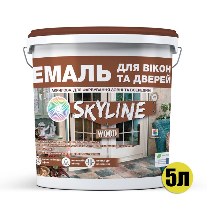Эмаль акриловая для окон и дверей SkyLine Wood Белая 5 л