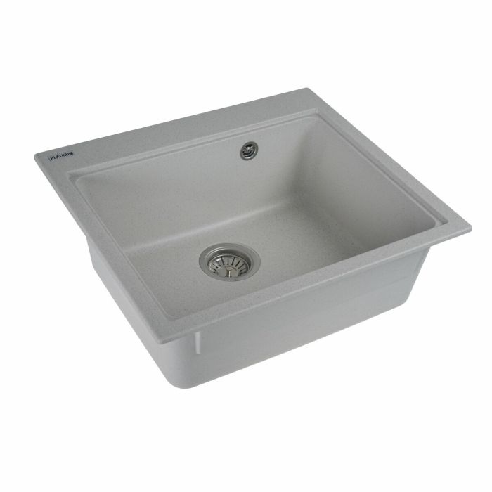 Гранитная мойка для кухни Platinum 5852 VESTA матовая Белая в точку, R