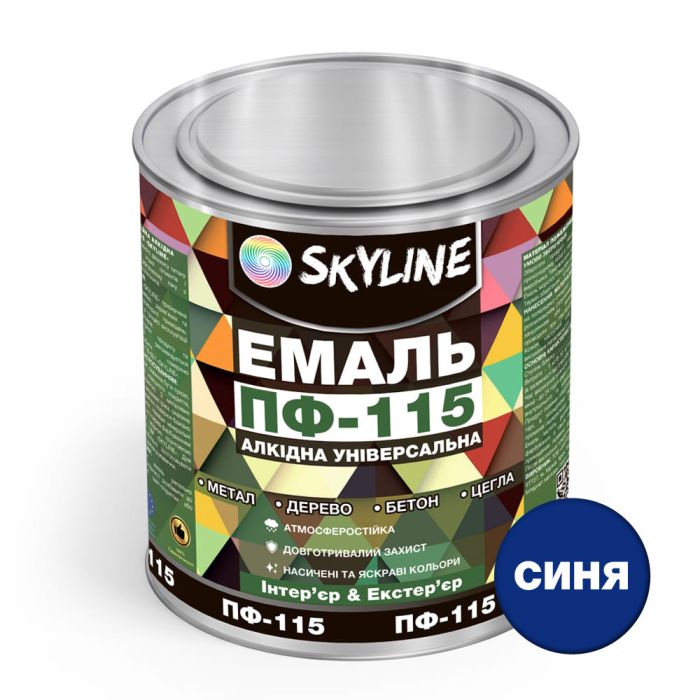 Эмаль ПФ-115 алкидная универсальная атмосферостойкая «Skyline» Синий 0.9 кг