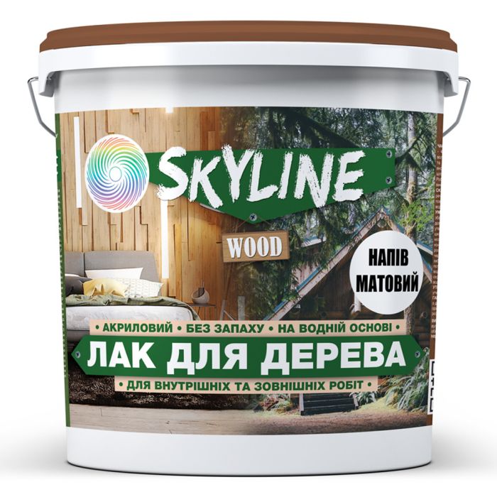 Лак для дерева акриловый Skyline Wood Прозрачный Полуматовый 3л