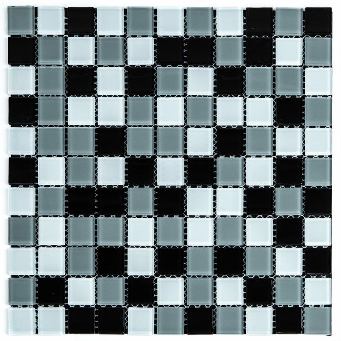 Мозаика из декоративного стекла чёрно-серая 298х298х4,5мм SW-00002369