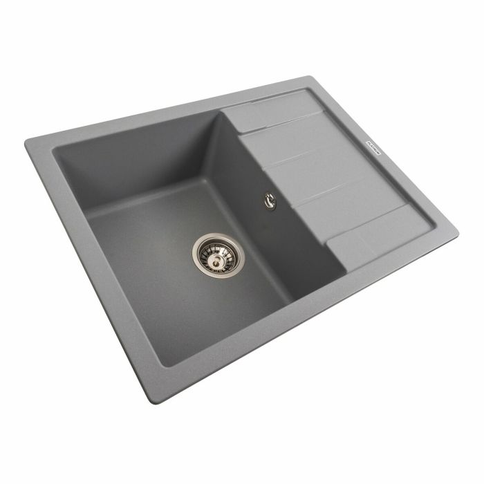 Гранитная мойка для кухни Platinum 6550 INTENSO матовая Серый металлик, АВТО