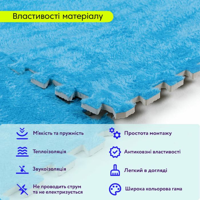Пол-пазл плюшевый ГОЛУБОЙ 60*60*1cm (D) SW-00002091