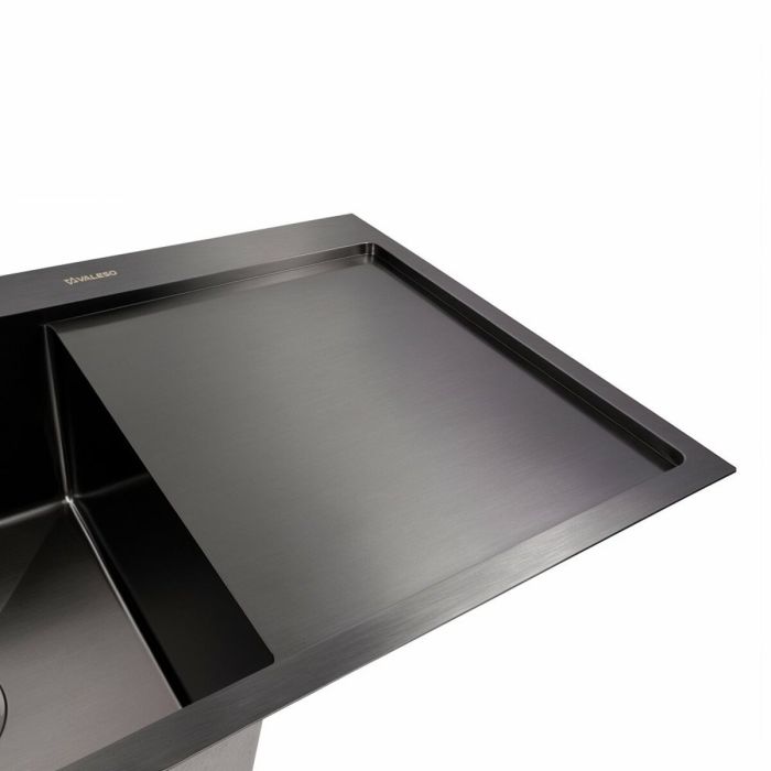 Кухонная мойка CM 78*50 L черная PVD VALESO Handmade (круглый сифон 3,0/0,8)
