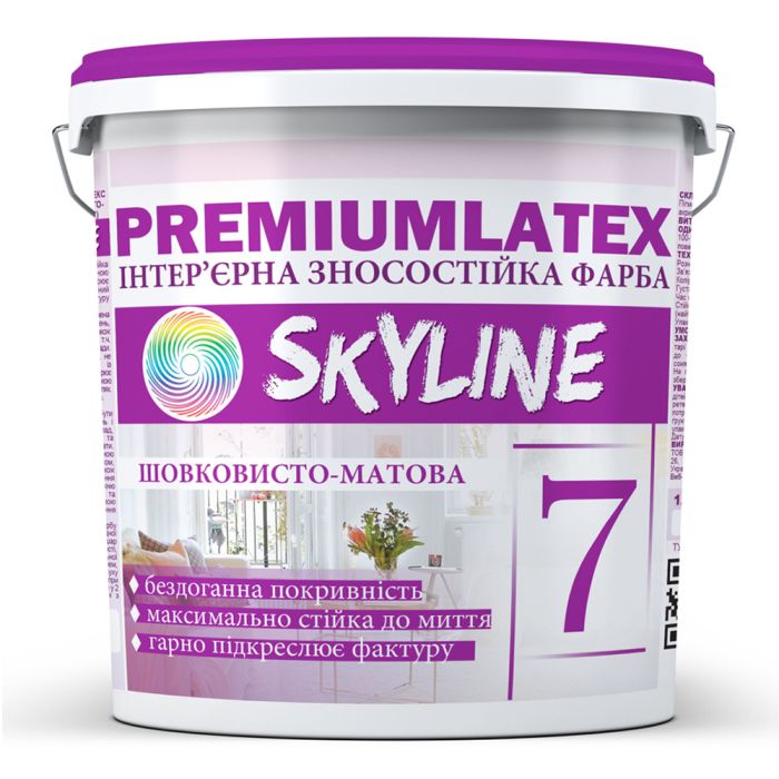 Краска стойкая к износу шелковисто-матовая Premiumlatex 7 Skyline 12 кг