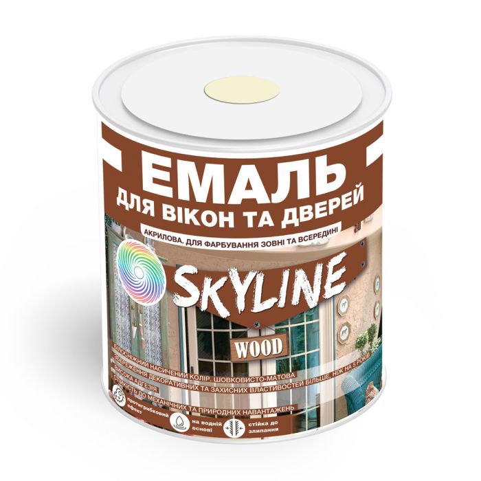 Эмаль акриловая Для Окон и Дверей SkyLine Wood Слоновая кость RAL 1015 0.75 л