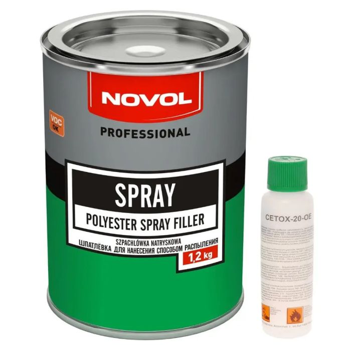 Шпаклевка жидкая Novol SPRAY 1.2 кг + Затвердитель 50 мл