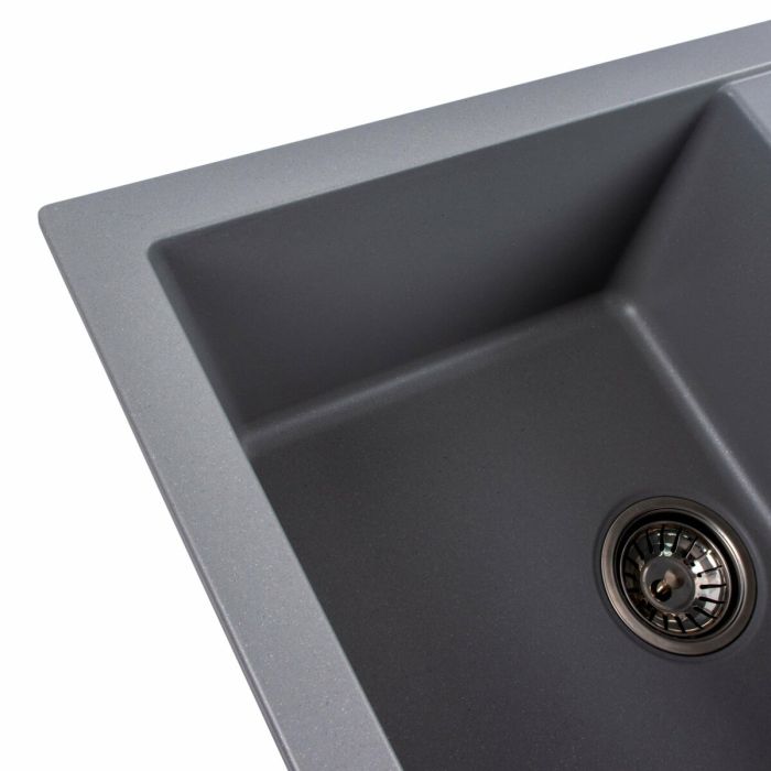 Гранитная мойка для кухни Platinum 7850 TROYA матовая Серый металлик