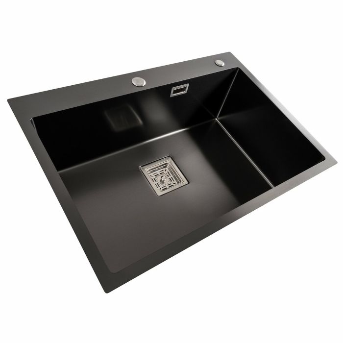 Кухонная мойка Platinum Handmade HSB PVD 70*50 черная (квадратный сифон 3,0/1,0)
