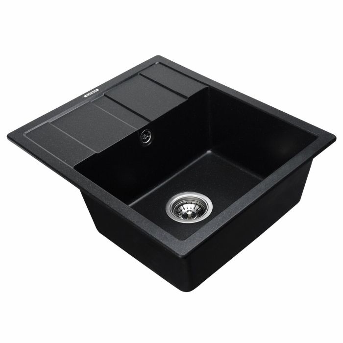 Гранитная мойка для кухни Platinum матовая 5851 ARIA Черный металлик, L