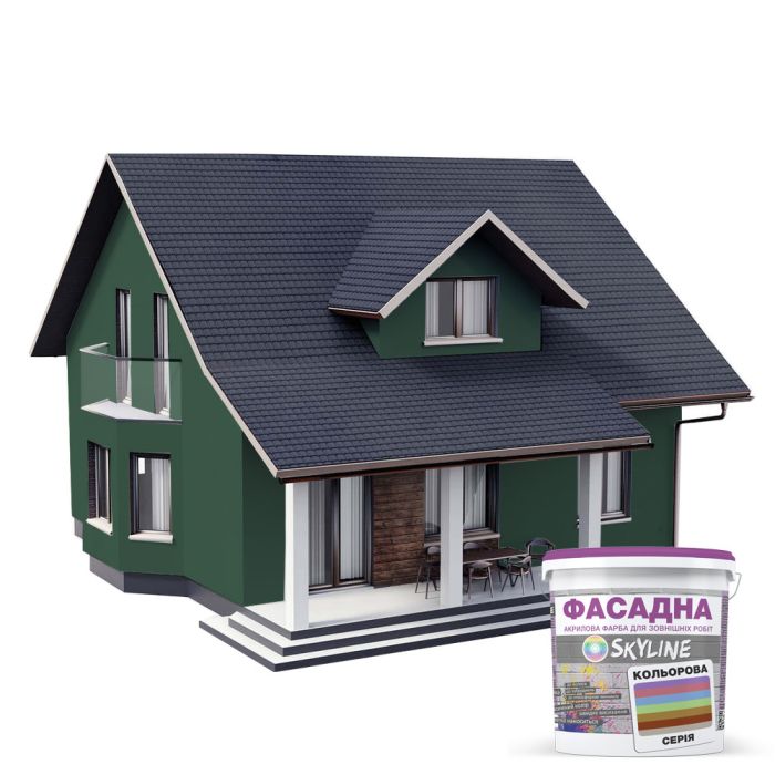 Краска Акрил-латексная Фасадная Skyline 6020-G (C) Хвоя 1л