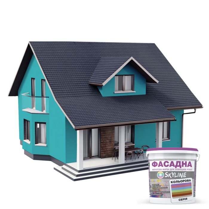Краска Акрил-латексная Фасадная Skyline 1050-B40G Лазурный 3л