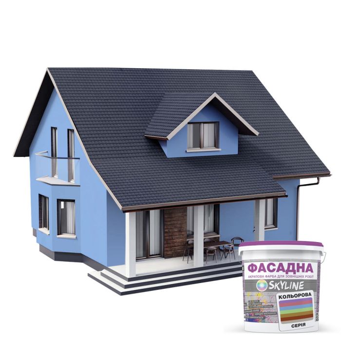 Краска Акрил-латексная Фасадная Skyline 1020-R90B Небесный 3л