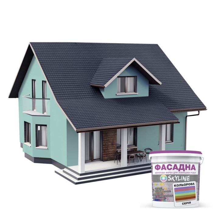Краска Акрил-латексная Фасадная Skyline 1020-B10G Ларимар 1л