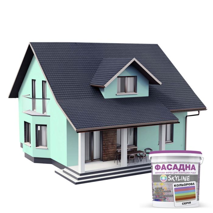 Краска Акрил-латексная Фасадная Skyline 0520-B90G Мята 3л
