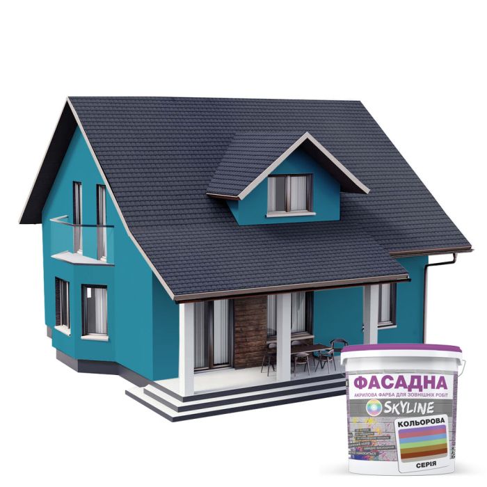 Краска Акрил-латексная Фасадная Skyline 3040-B10G Морская волна 5л