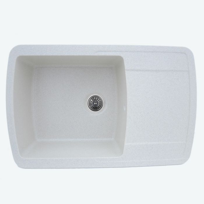 Гранитная мойка для кухни Platinum 7749 ROMA глянец Белая в точку, R
