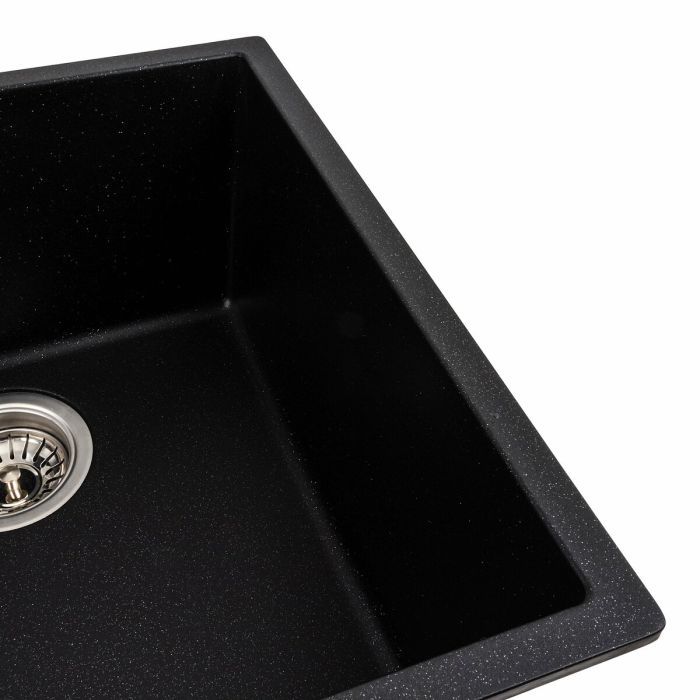 Гранитная мойка для кухни Platinum 4040 RUBA матовый черный металлик