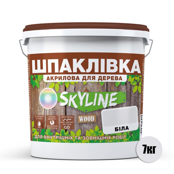 Шпаклевка для Дерева готовая к применению акриловая SkyLine Wood Белый 7 кг