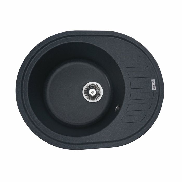 Гранитная мойка для кухни Platinum 6250 SOUL матовая Антрацит, R
