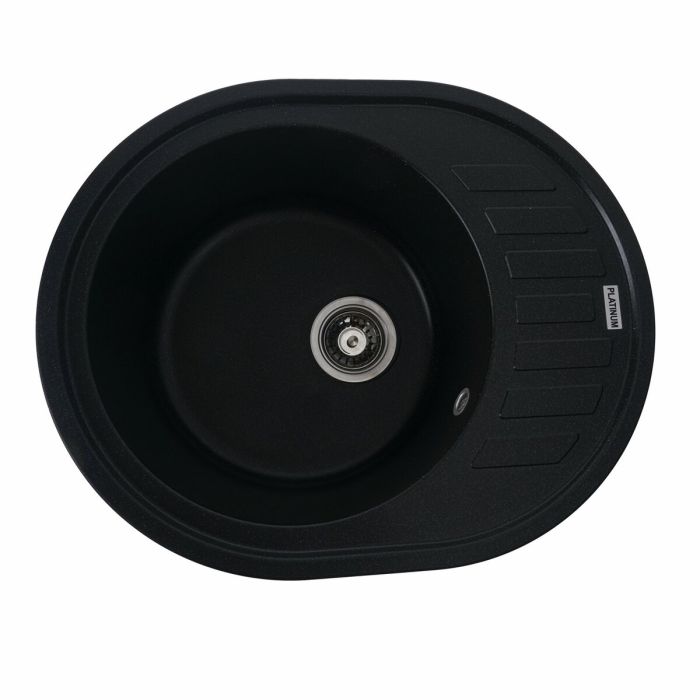 Гранитная мойка для кухни Platinum 6250 SOUL матовая Черный металлик, R
