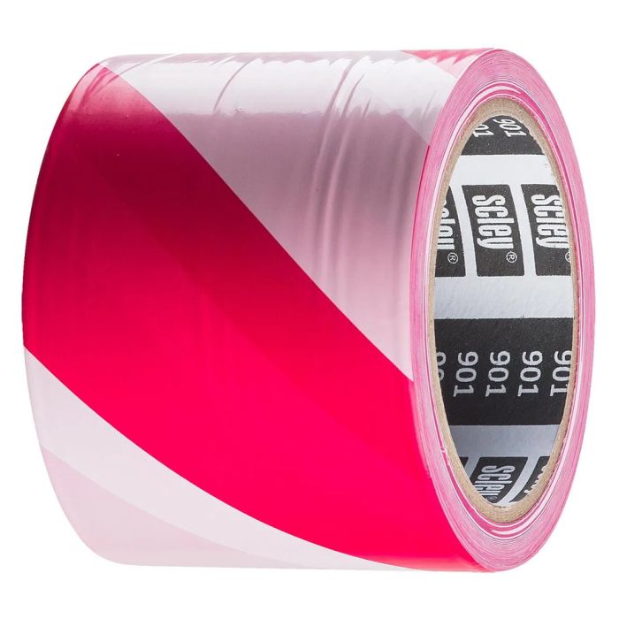 Сигнально - ограждающая лента SCLEY 120 мм x 100 м, двухсторонняя, красно-белая