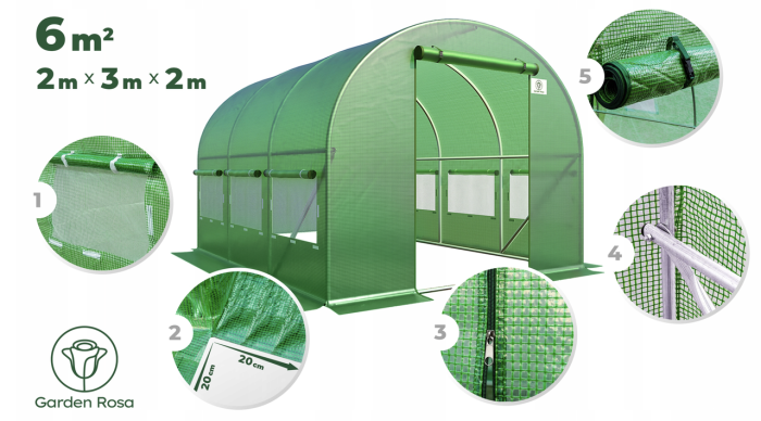 Парник теплица 6м2 Garden Rosa (300х200х200см) Польша