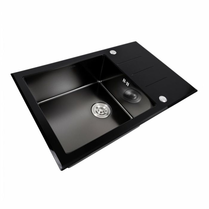 Кухонная мойка стеклянная CM 78*50 PVD Platinum Handmade черная