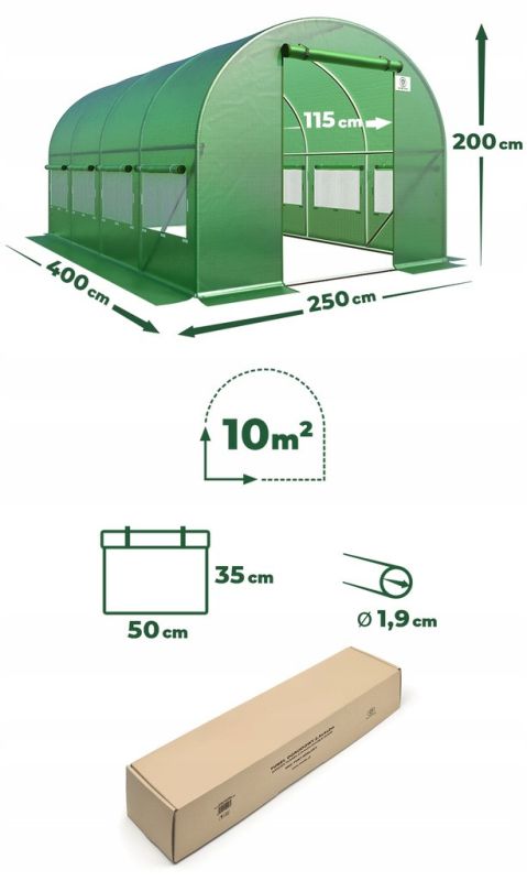 Теплица, парник 10 м² (400 x 250 х 200см) Garden Rosa Польша