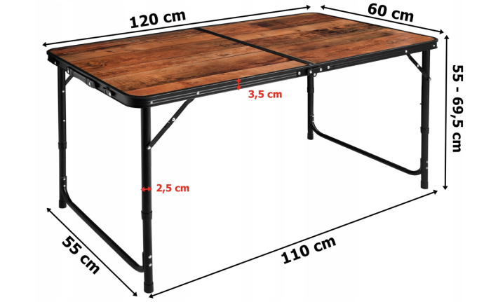 Складной стол для пикника + 4 стульчика раскладной походной 120x 60 см