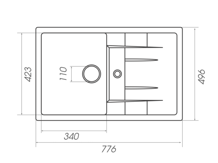 Гранитная мойка для кухни Platinum 7850 PRETSO глянец Серая