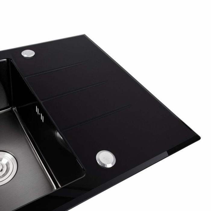 Кухонная мойка стеклянная CM 78*50 PVD Platinum Handmade черная
